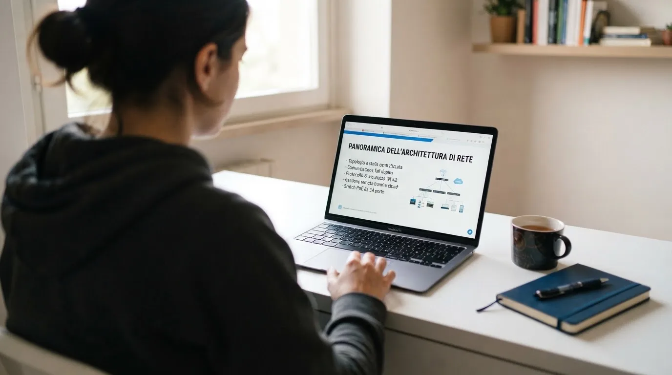 Persona davanti a un portatile che legge una pagina informativa sul gioco online in Italia — casino deposito minimo 1 euro