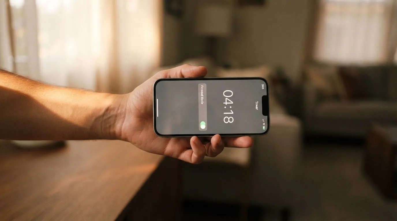 Mano che tiene uno smartphone accanto a una finestra, luce serale tranquilla — casino online con cie